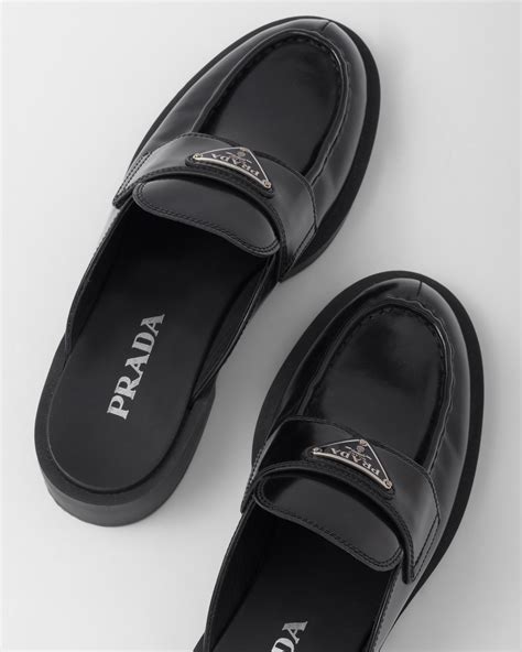 prada rubber mule|Prada leather slippers.